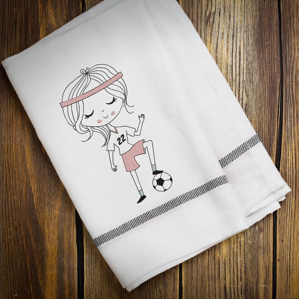 Little Miss Soccer Embroidery Design