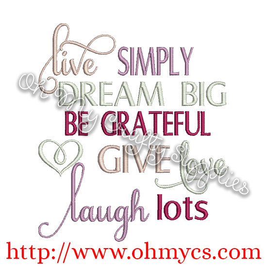 Live Simple and Dream Big Embroidery Design