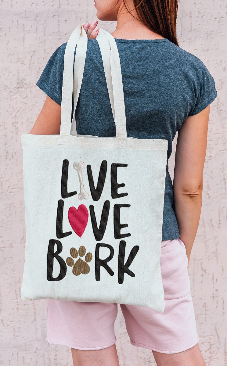 Live Love Bark Embroidery Design