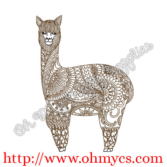 Henna Llama Embroidery Design