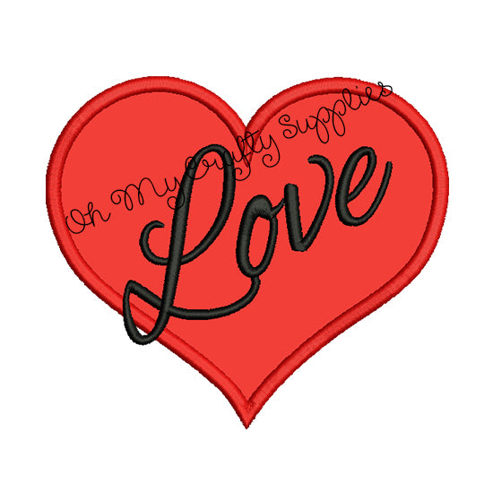 Love Heart Applique Embroidery Design