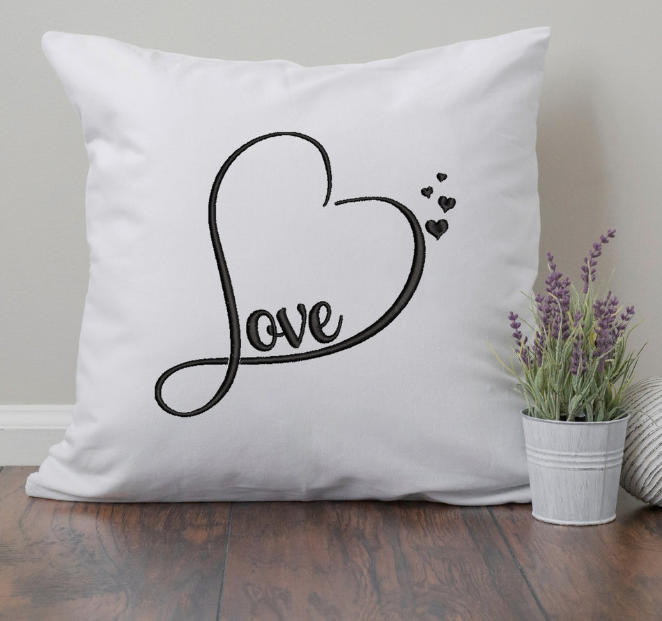 Love Heart Satin Embroidery Design