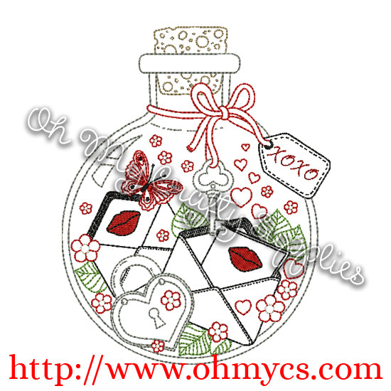 Love Bottle Embroidery Design