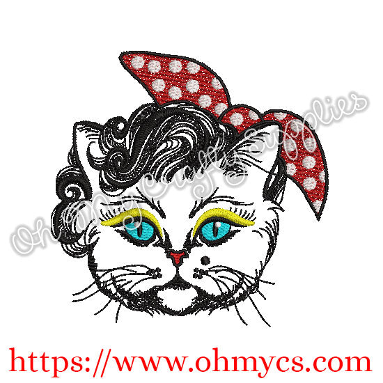 Makeup Kitty Embroidery Design