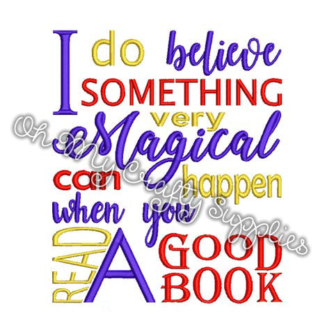Magical Book Quote Embroidery Design