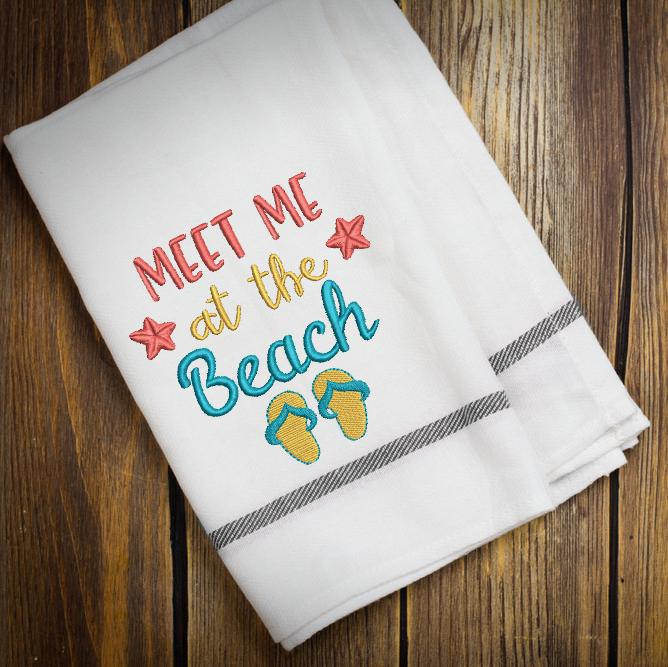 Meet Me at The Beach Embroidery Design