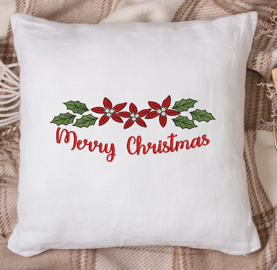 Merry Christmas poinsettias 2020 Embroidery Design