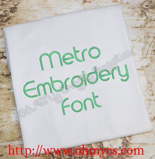 Metro Embroidery Font (BX Included)