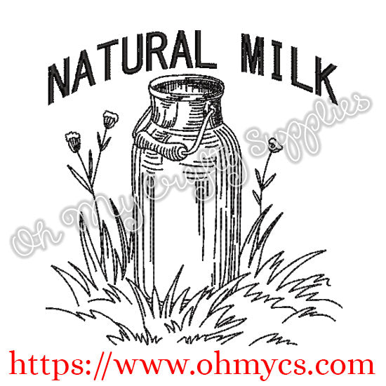 Natural Milk Can Embroidery Design