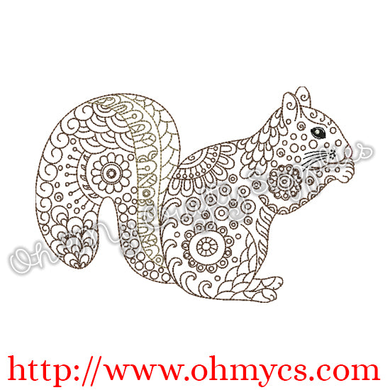 Henna Squirrel Embroidery Design