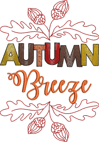 Autumn Breeze Words Embroidery Design