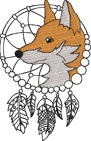 Aztec Fox Dream Catcher Embroidery Design