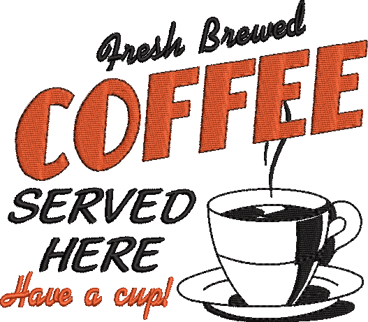 Fresh Brewed Coffee Embroidery Design