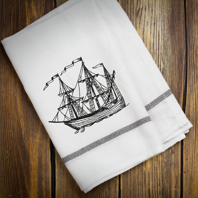 Sketch Ship Embroidery Design