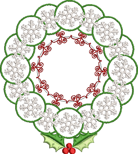 Christmas Snowflake Wreath Embroidery Design