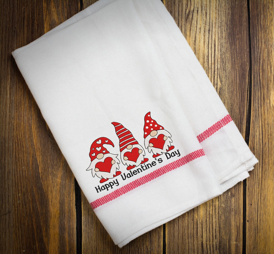 Three Valentine Gnomes Embroidery Design