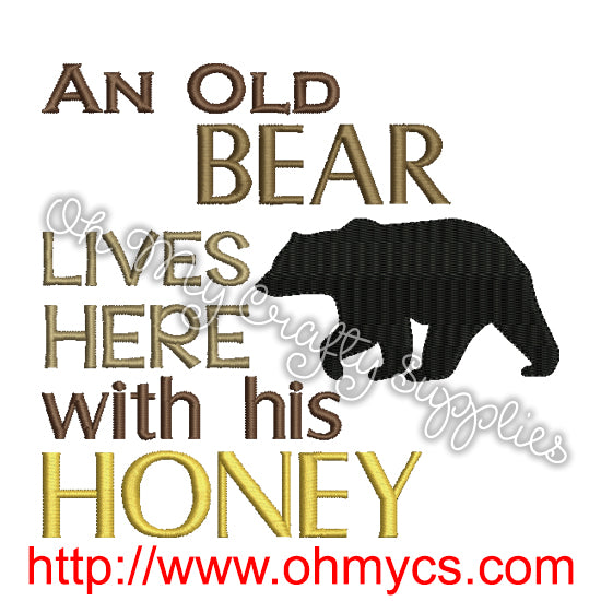 Old Bear's Home Embroidery Design