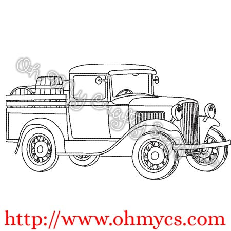 Sketch Old Wine Truck Embroidery Design