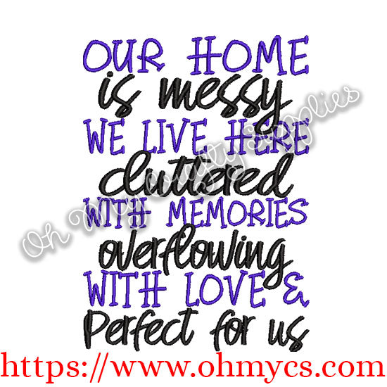 Our Home Messy Cluttered Embroidery Design