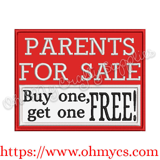 Parents for sale buy one get one free applique design
