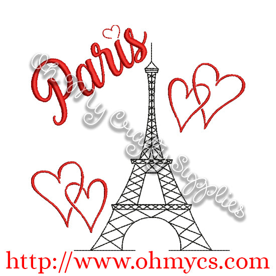 Paris with love Embroidery Design