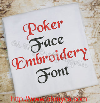 Poker Face Embroidery Font (BX Included)