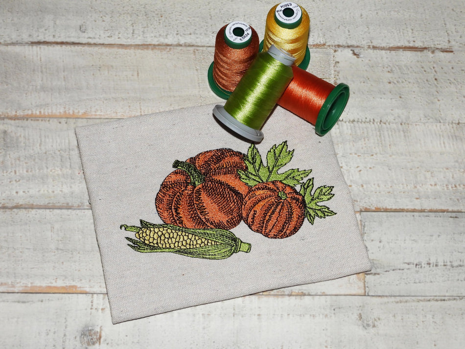 Pumpkin with Corn Embroidery Design