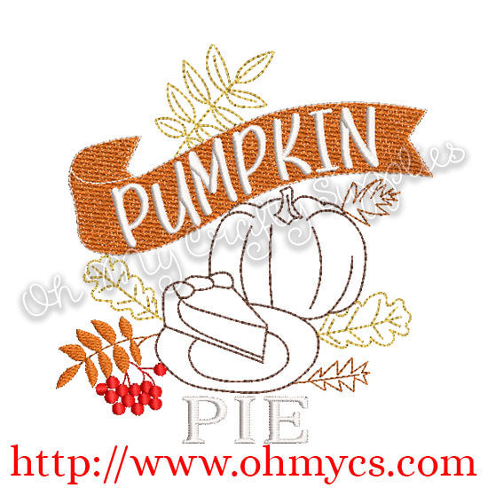Pumpkin Pie Banner Embroidery Design