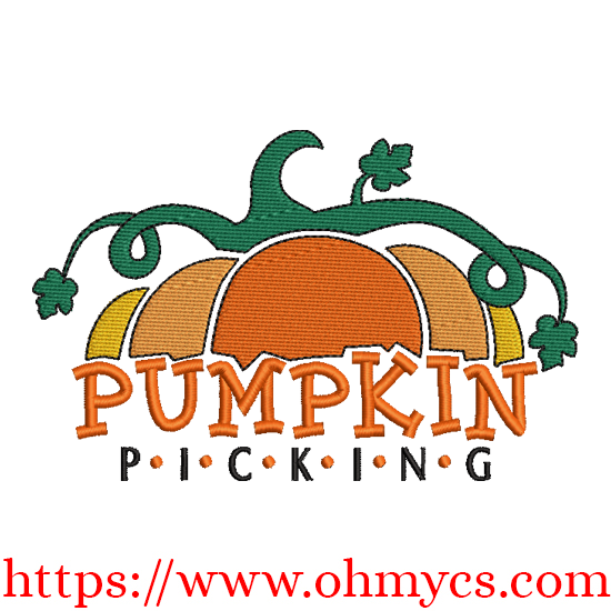 Pumpkin Picking Time Embroidery Design