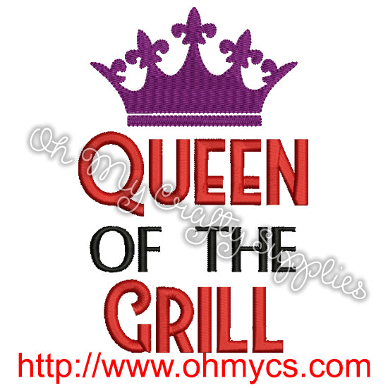 Queen of the Grill Embroidery Design