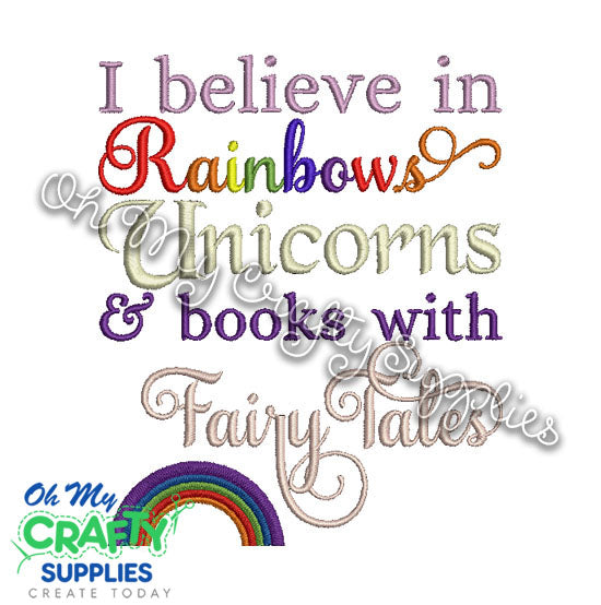 Unicorn and Rainbows Embroidery Design