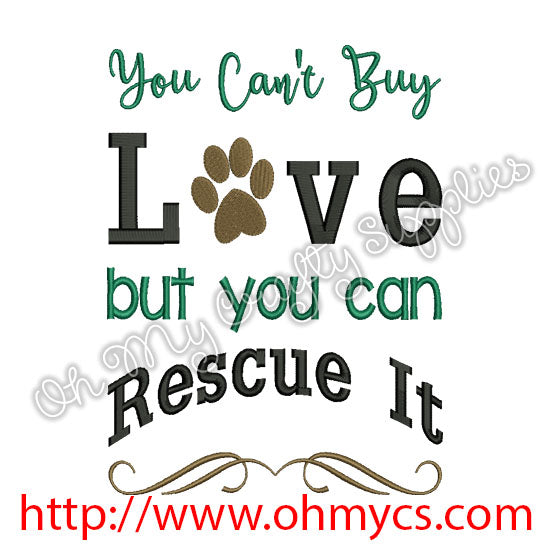 Rescued Love Embroidery Design