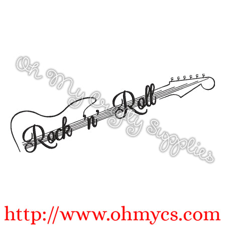 Rock 'n' Roll Guitar Embroidery Design
