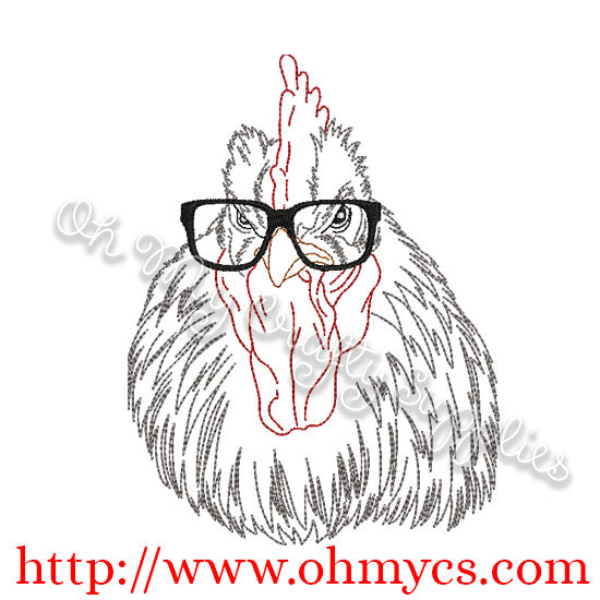 Rooster Head Sketch with glasses