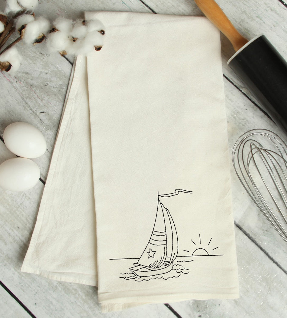 Sail Boat Drawing Embroidery Design