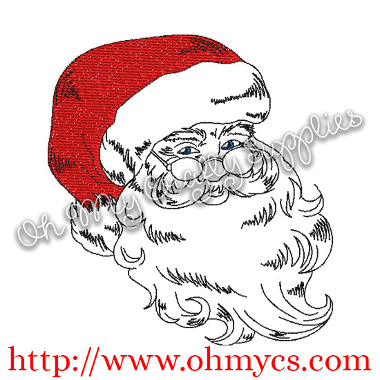 Sketch Santa Claus Embroidery Design