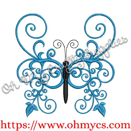 Satin Wing Butterfly Embroidery Design