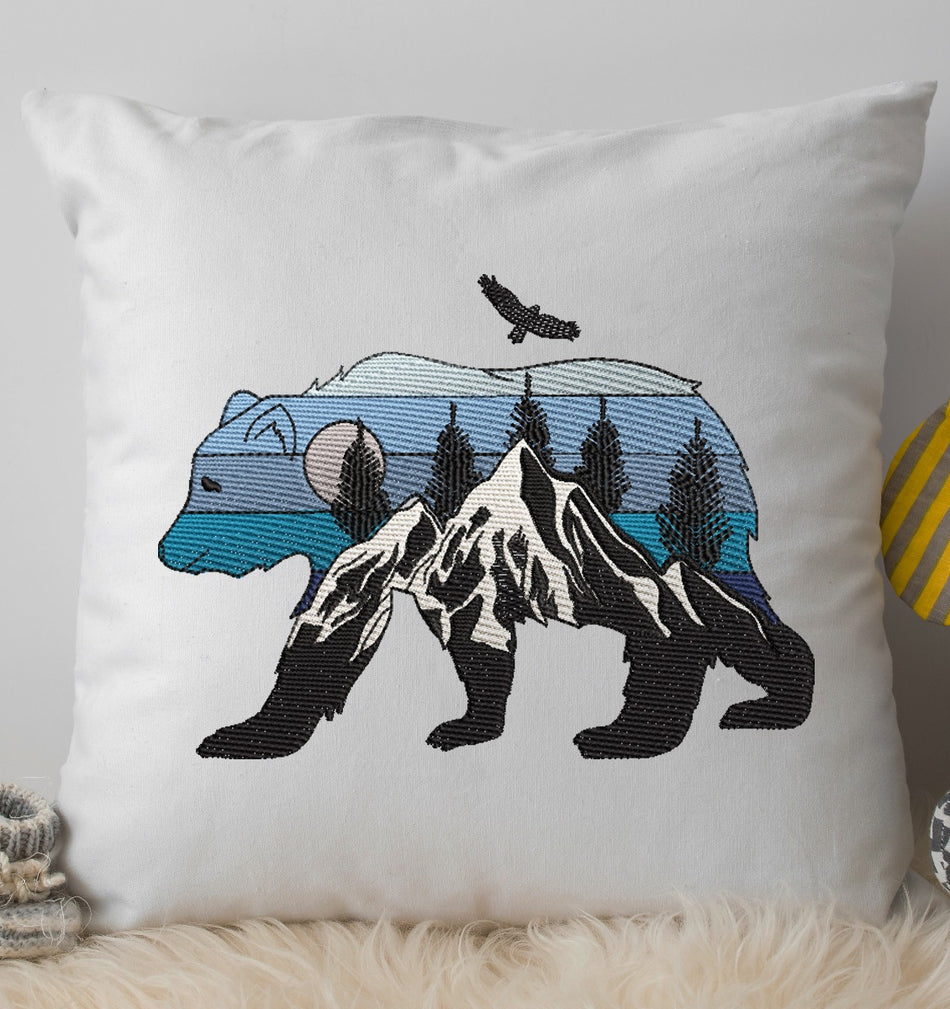 Scenic Bear Embroidery Design
