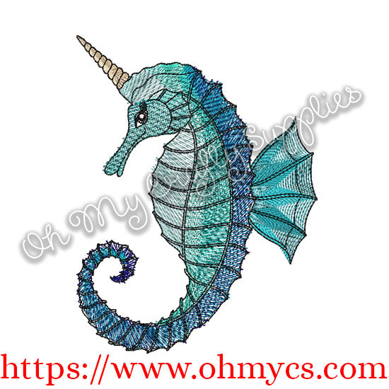 Sea Horse Unicorn Embroidery Design