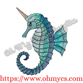 Sea Horse Unicorn Embroidery Design