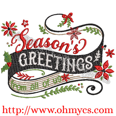 Season's Greetings from all of us Embroidery Design