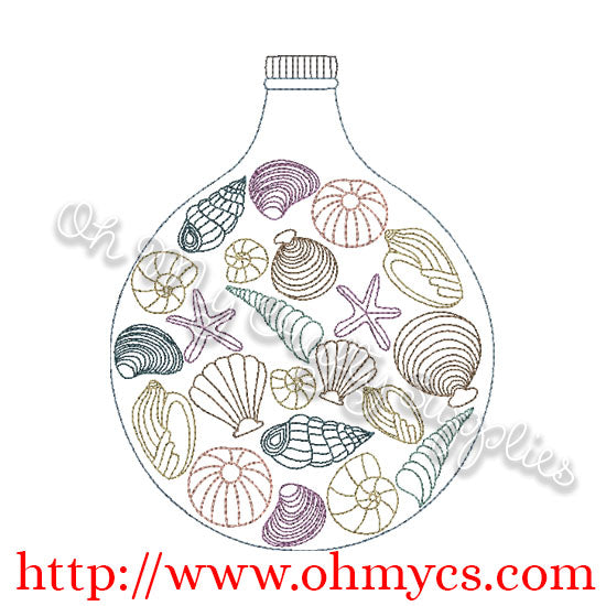 Seashell Bottle Embroidery Design