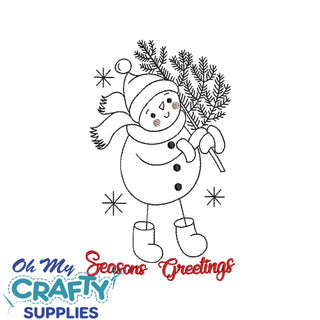 Seasons Greetings Snowman Embroidery Design