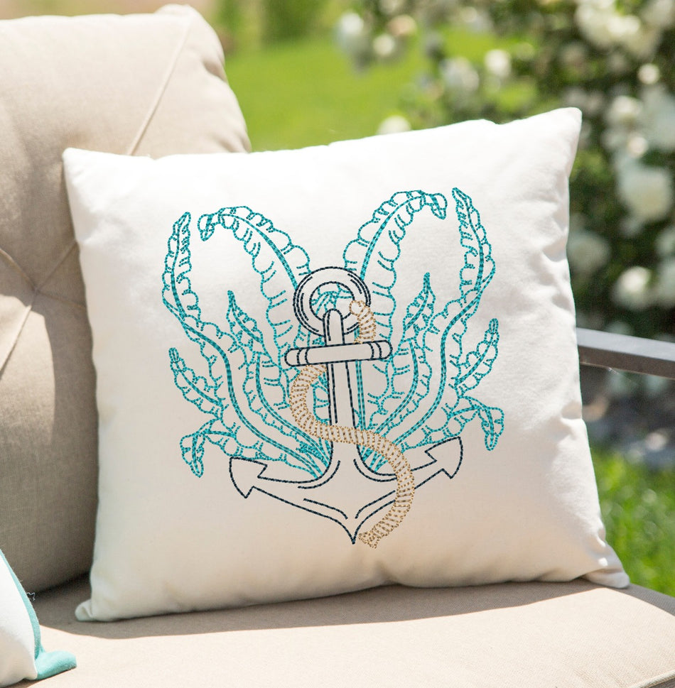 Seaweed Anchor Embroidery Design