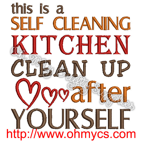 Self Cleaning Kitchen Embroidery Design