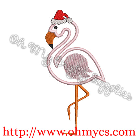 A Santa Flamingo Applique