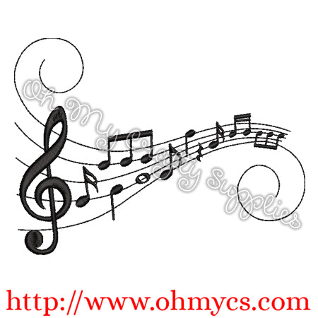 Sharp Music Notes Embroidery Design