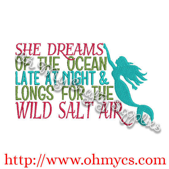 She Dreams Ocean Embroidery Design