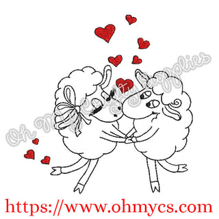 Sheep Couple Embroidery Design