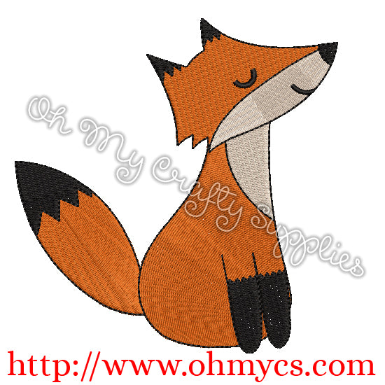 Simple Fox Sitting Embroidery Design